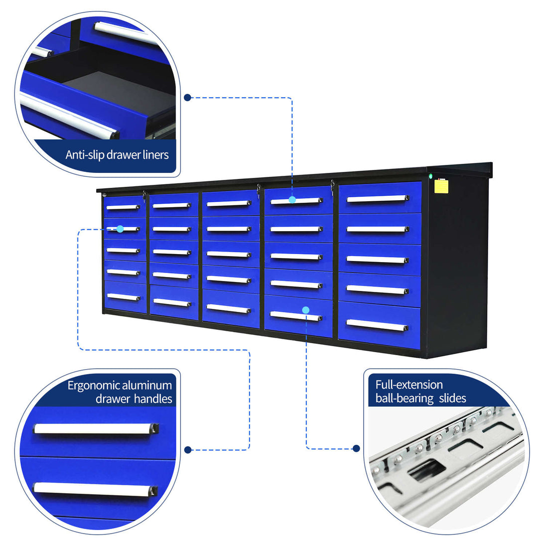 Chery Industrial 10 ft Heavy Duty Workbench with 25 Drawers