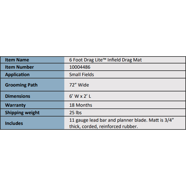 Newstripe | 6 Foot Drag Lite Infield Drag Mat | 10004486