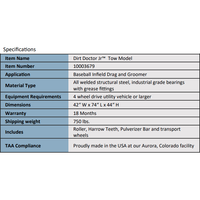 Newstripe | Dirt Doctor Jr Tow Model Infield Drag and Groomer | 10003679