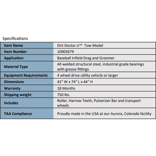 Newstripe | Dirt Doctor Jr Tow Model Infield Drag and Groomer | 10003679