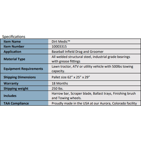 Newstripe | Dirt Medic Infield Drag and Groomer | 10003315