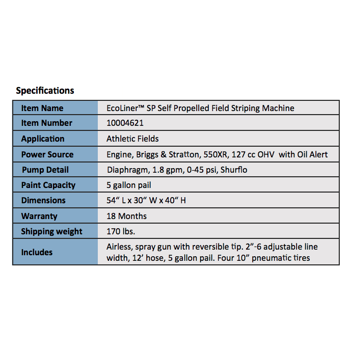 Newstripe | EcoLiner SP Self-Propelled Field Striping Machine | 10004621