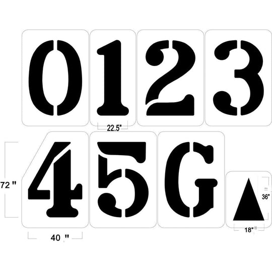 Newstripe | 72" Football Field Numbers Stencil Kit 1/8" (125mil) Professional Grade | 10000222