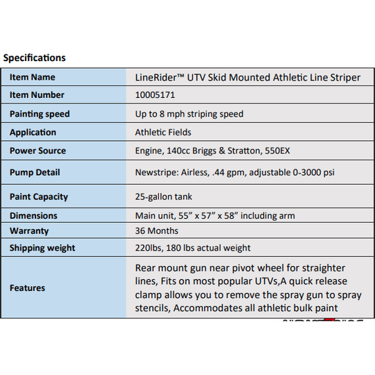 Newstripe | LineRider UTV Skid Mounted Athletic Line Striper 10005171 | 10005171