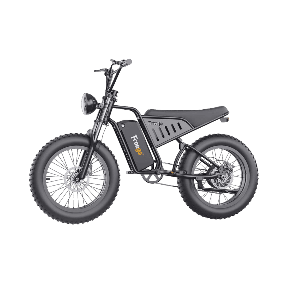 Electric bike with fat tires on a gray background