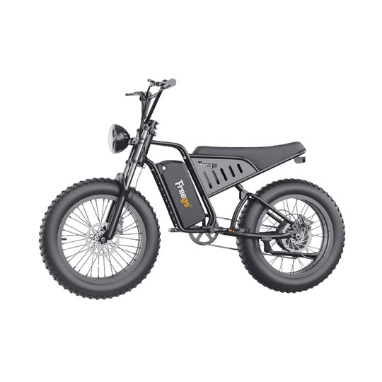Electric bike with fat tires on a gray background