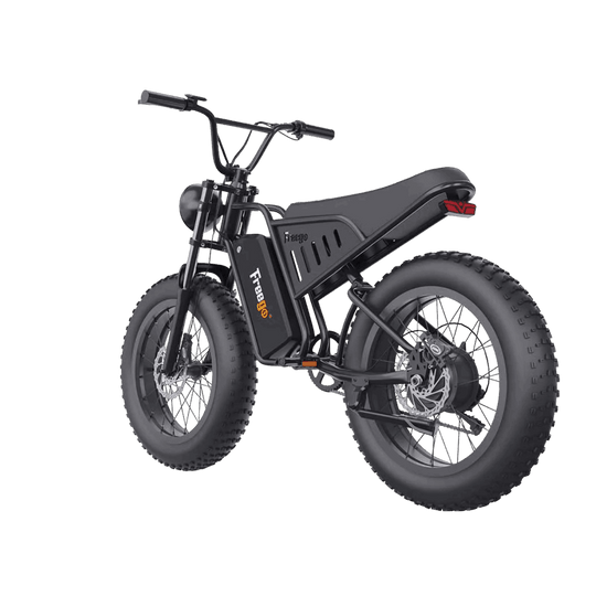 Black electric bike on a gray background