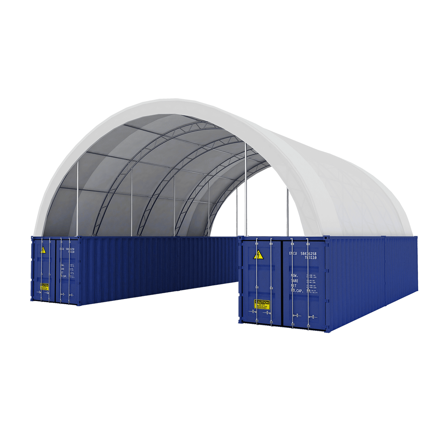 Chery Industrial | 40'x40'x15' Double Truss Shipping Container Canopy Shelter, Outside