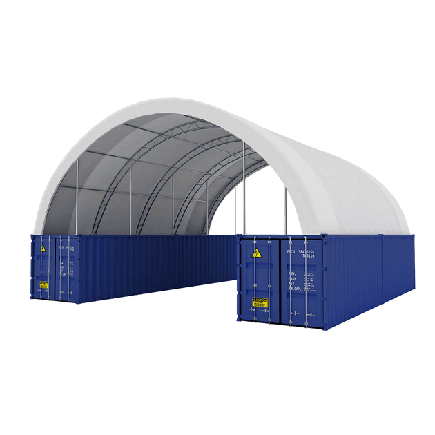 Chery Industrial | 40'x40'x15' Double Truss Shipping Container Canopy Shelter, Outside