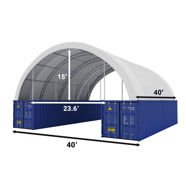 Chery Industrial 40'x40'x15' Double Truss Shipping Container Canopy Shelter, Outside