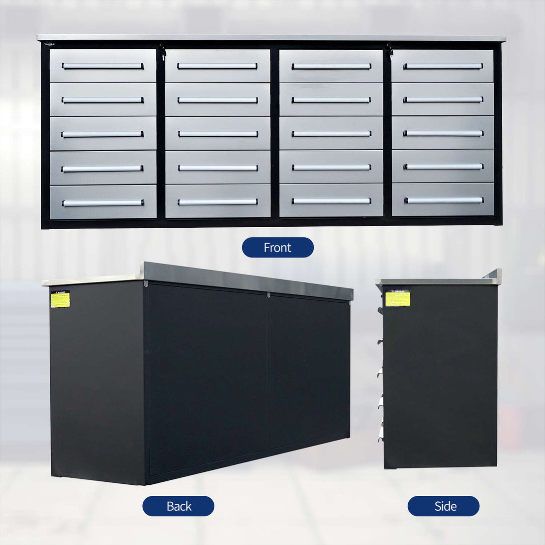 Chery Industrial 7ft Heavy Duty Garage Workbench Cabinet with 20 Drawers