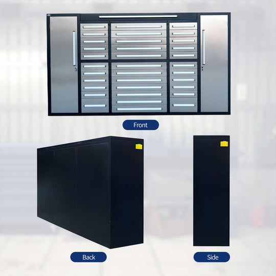 Chery Industrial 9 ft Garage Storage Cabinet with 34 Drawers & 2 Cabinets