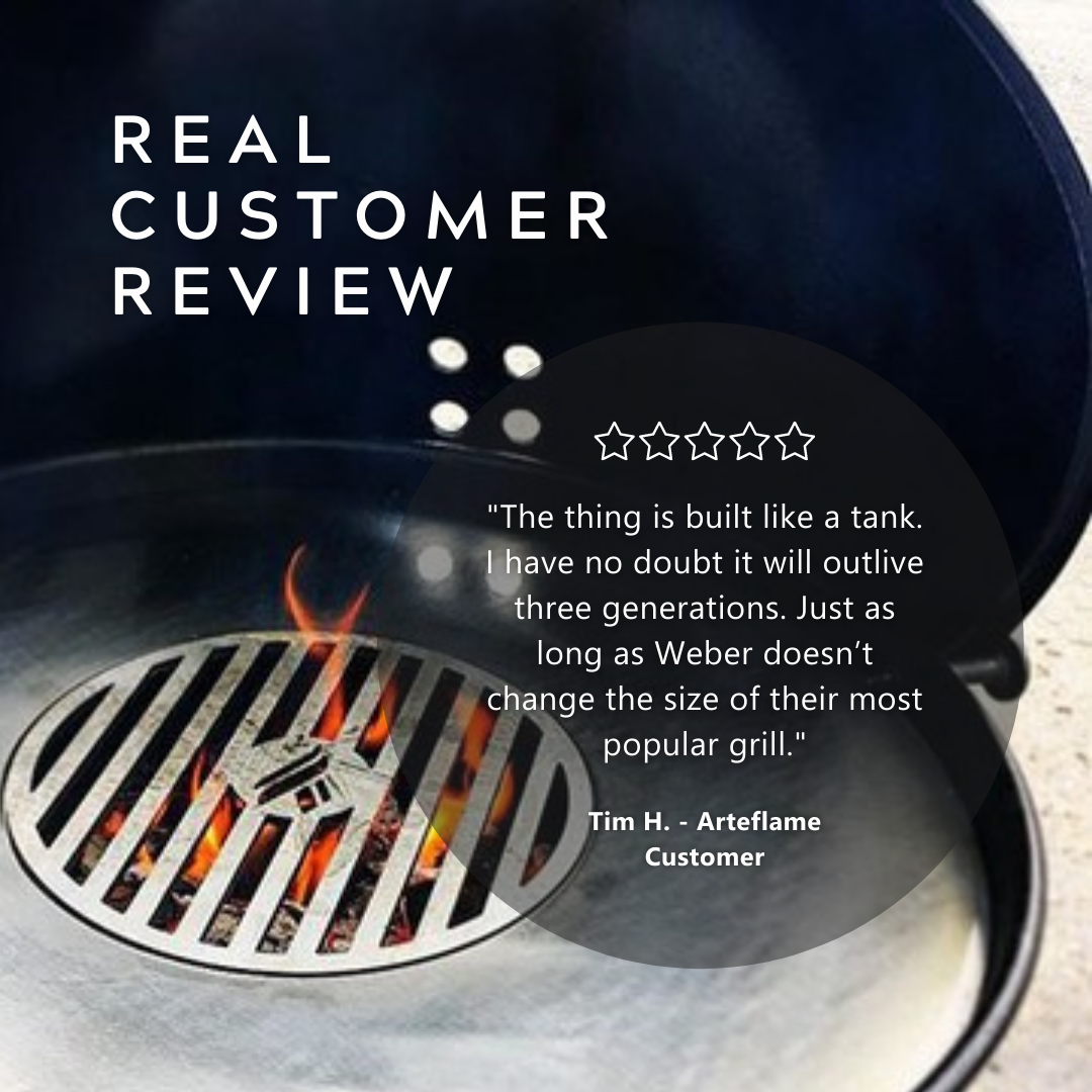 Arteflame Two-Piece Flat-Top Insert - Fits Weber | Kettle Charcoal Grills (Griddle Ring + Center Grill Grate)
