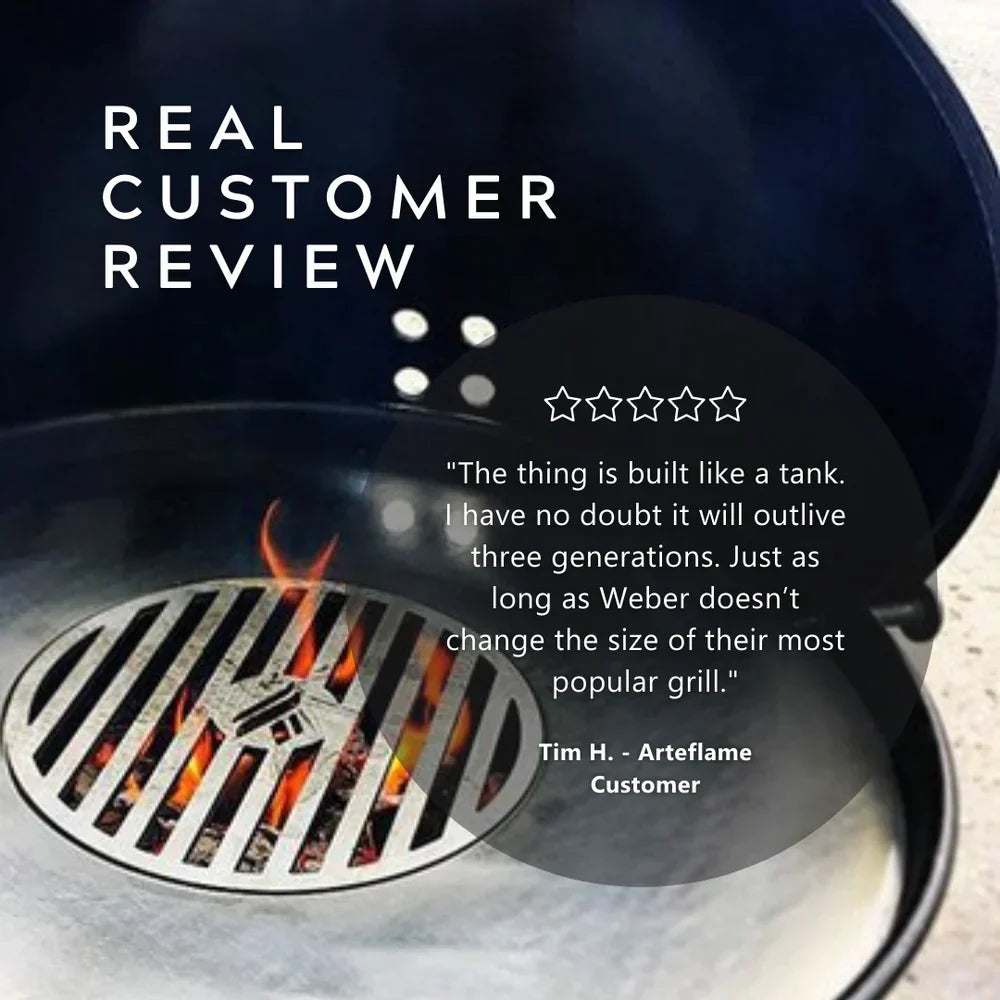 Arteflame 20" Two-Piece Flat-Top Kit - Fits Weber | Kettle Charcoal Grills (Griddle Ring + Center Grill Grate)