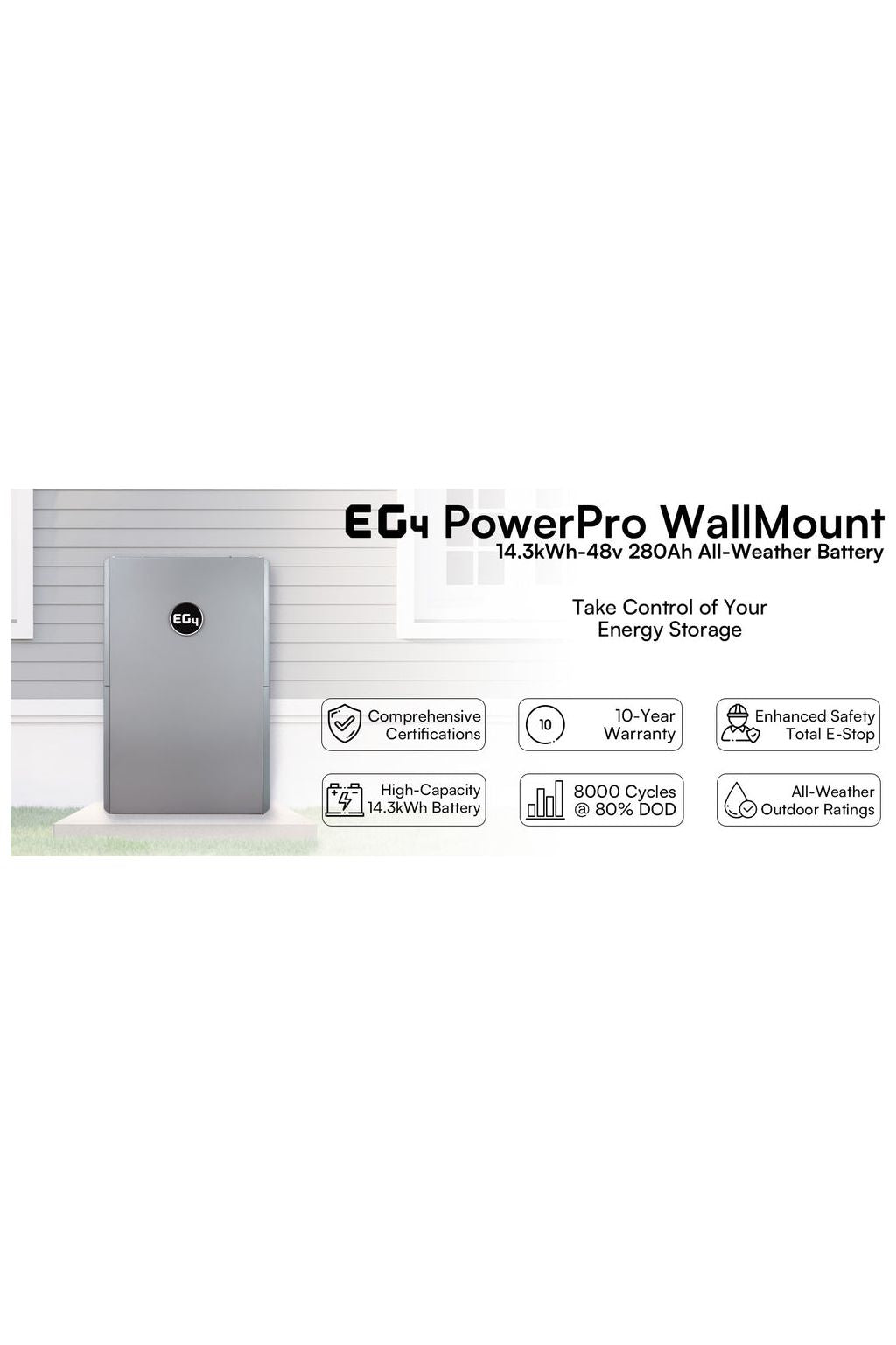 EG4 | PowerPro WallMount AllWeather Lithium Battery | 48V 280Ah | 14.3kWh LiFePO4 | All-Weather Energy Storage | UL1973, UL9540A  (34)